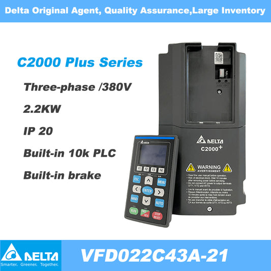 Delta VFD022C43A-21 380V~480V/3P, 2.2KW, 3HP,VFD