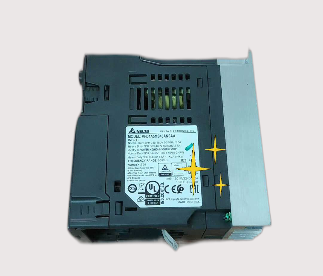 VFD1A5MS43ANSAA Delta 0.4kw 1hp 3 相 380v 480v 50hz 60hz 变频器 vfd